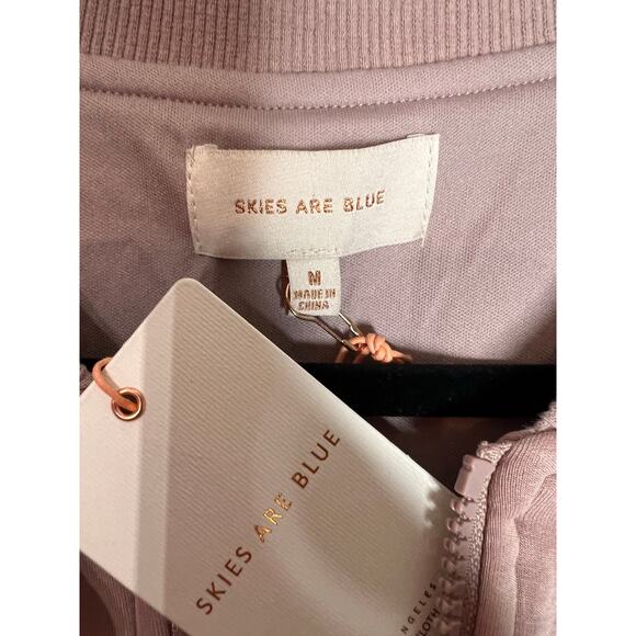 Skies are Blue Long Sleeve Full Zip Bomber Jacket Light Pink Women's Size M NWT - Picture 2 of 6